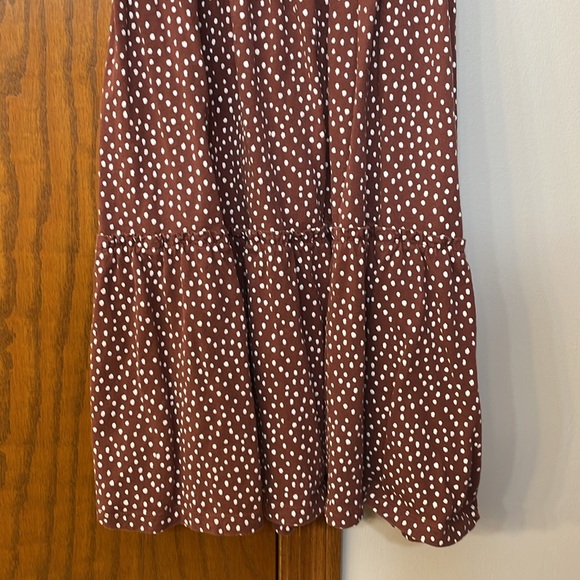 CARTERS UEC Girls Size 7 Brown White Polka Dot Tiered Midi Dress - Picture 13 of 13